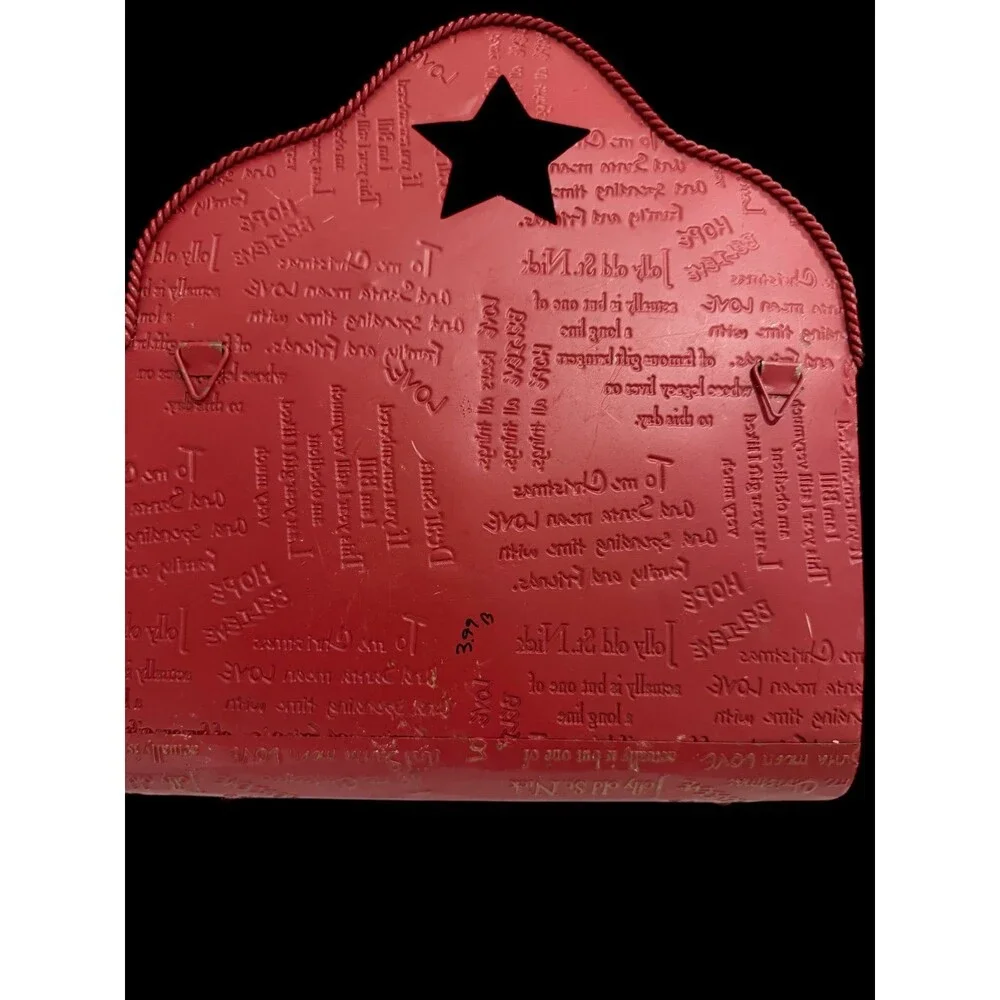 Christmas Cesta Navideña Metálica Vintage con Santa – Decoración Pared Roja con